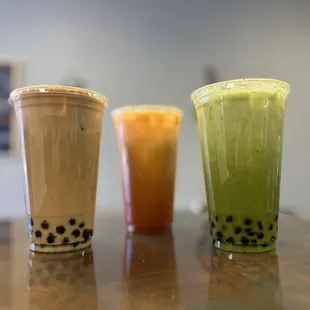 Boba Milk Tea, Thai Milk Tea, Matcha Milk Tea with Boba