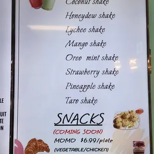 Shakes and Snacks