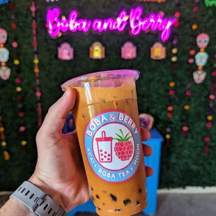 Thai milk tea with boba $7.50