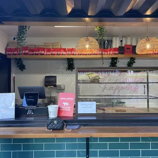 the counter of a cafe