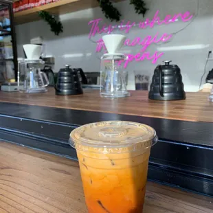 Thai milk tea (before I mixed it)