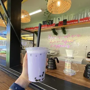Ube taro milk tea with boba