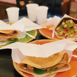 We got two of the single meat crepes; one bacon &amp; ham and a ham. On the sweeter side we got strawberry kiwi fruit crepe!