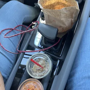 Vanilla Iced Coffee, Thai Tea, and Donut Holes.