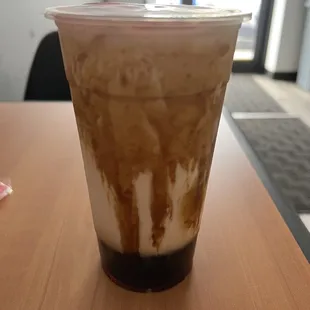 Brown sugar milk tea with pearls