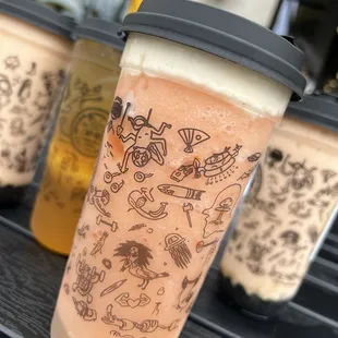 Cheese Strawberry Peach with crystal boba