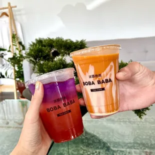 thai tea ($4.5) + mango butterfly fresca ($5)