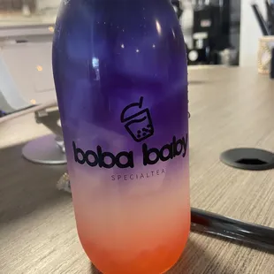 Hibiscus and Blue Pea Tea with Strawberry Popping Pearls