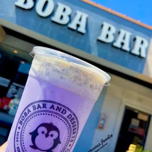 Taro Oreo Milk Tea with Scc