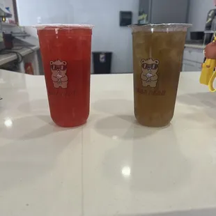 Watermelon boba and lavender boba