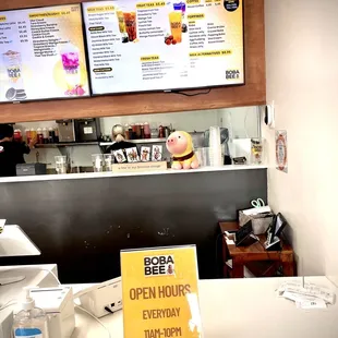Hours and front counter