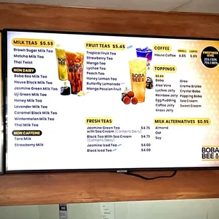 Drink menu
