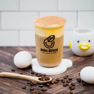 a cup of coffee and eggs