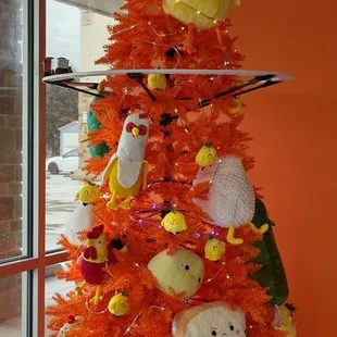 Tree with plushie ornaments