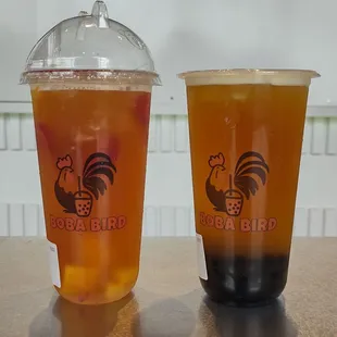 Citrus Fruit Tea (left) and Passionfruit Tea with boba