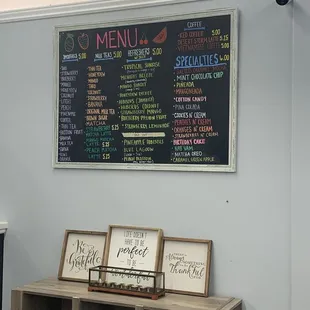 Menu (sorry it&apos;s far away)