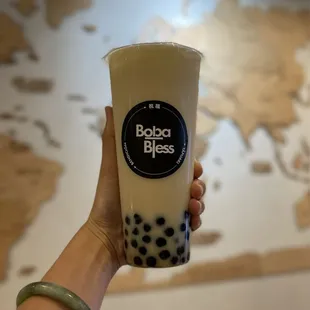 Jasmine Green Milk Tea with boba