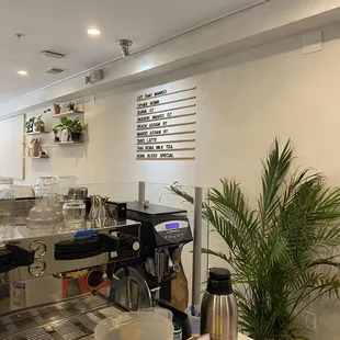 Menu &amp; espresso machine