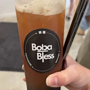 Peach Assam Black Tea with boba