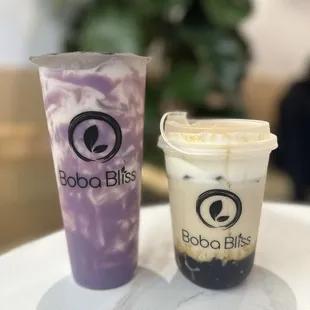 Natural Taro Ube Latte and Hojicha Cheese Cream