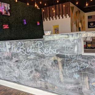 a chalk board with writing on it