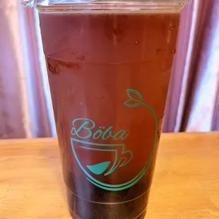 Peach Black Tea with boba