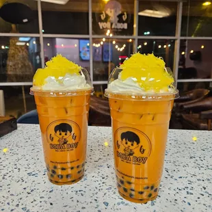Thai Tea Volcano w/ honey boba