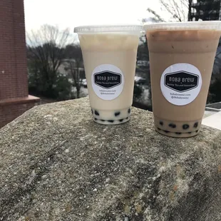 Coconut milk tea and black milk tea both with boba ($5.25/20 oz.)