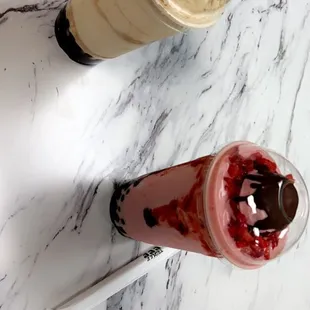 two drinks on a marble table