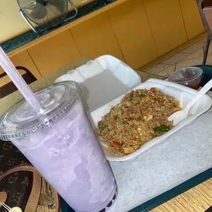 Taro boba and fried rice!
