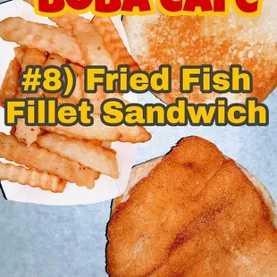 #8) Fried Fish Fillet Sandwich with Crinkle Cut French Fries