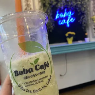 Green Tea with Boba Pearls