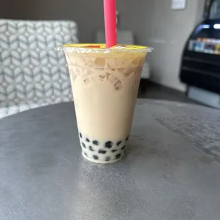 My favorite drink Milk tea with boba delicious