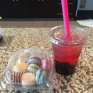 Rose boba tea and macarons. I'm swooning!!