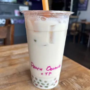 Iced Peach Oolong Milk Tea