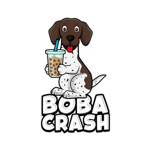 a dog with a drink in its mouth