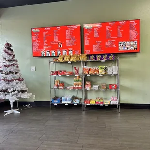 Menu and available snacks