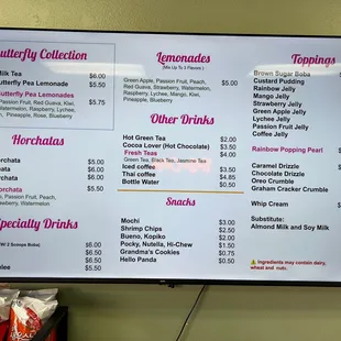 menu