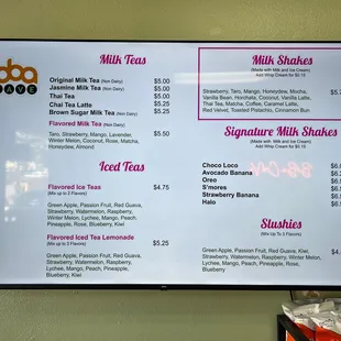 menu