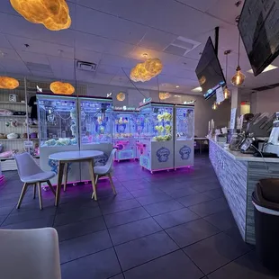 Inside with many claw machines
