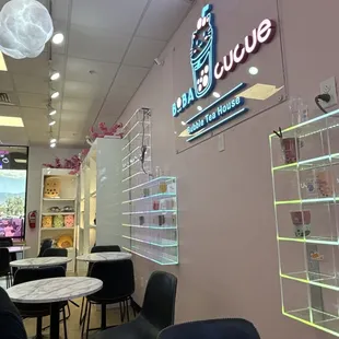 Neon sign and cute cubby area