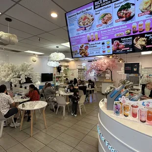 Dinning area and food menu.