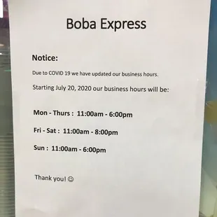 New business hour, taken 10/14/2020