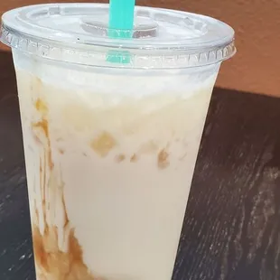 Jasmine MT with boba, 1/2 sweet, less ice