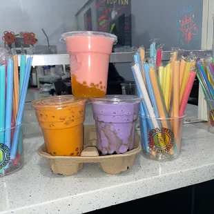 Watermen slush, Taro &amp; Thai Tea w mango boba