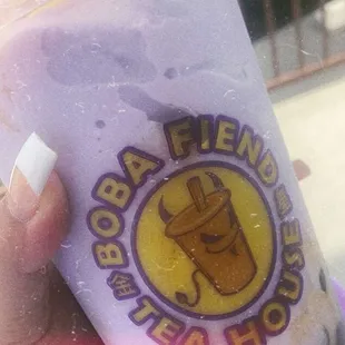 Taro smoothie with boba!
