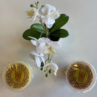 The Trifecta and Jasmine Milk Tea from Above