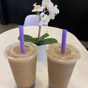 Brown sugar oolong and almond coffee milk tea