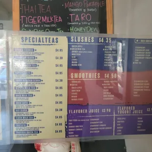 Menu (prices outdated)