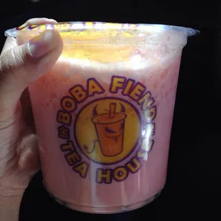 Strawberry Peach Green Milk Tea